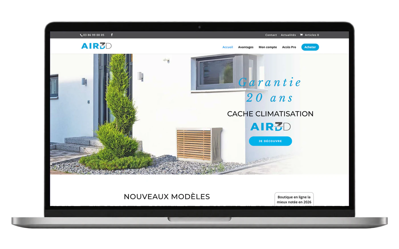 Site internet Cacheclimatisation.com sur ordinateur portable