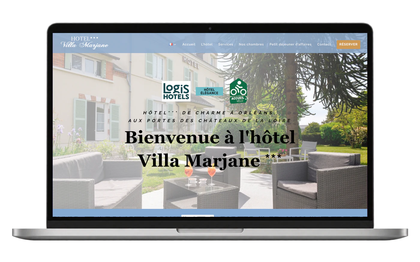 Site internet Hotel-villa-marjane.fr sur ordinateur portable