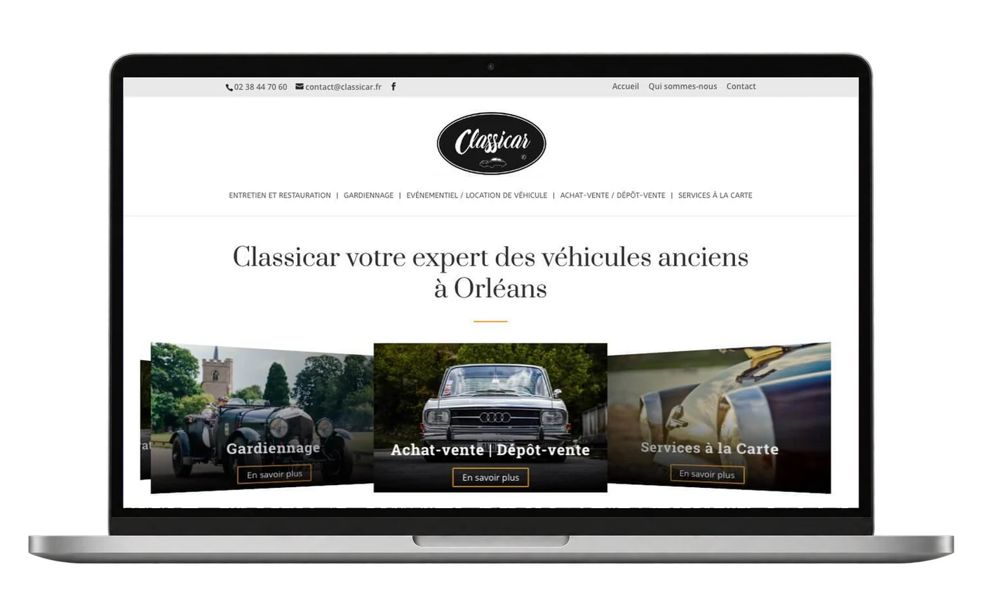 Site internet Classicar.fr sur ordinateur portable