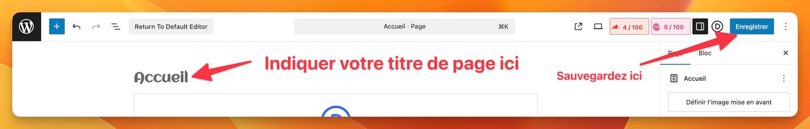 Créer un titre de page dans wordpress
