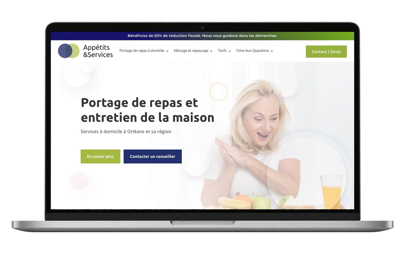 Site internet Appétits-et-services.com sur ordinateur portable