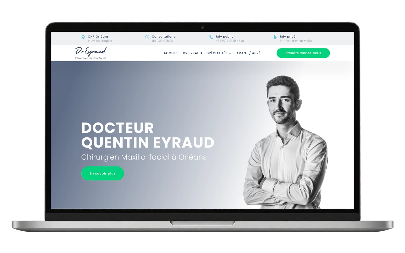 Site internet Dr-eyraud.fr sur ordinateur portable