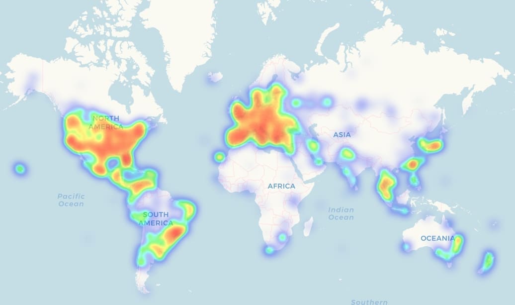 carte des commerçant acceptant bitcoin dans le monde