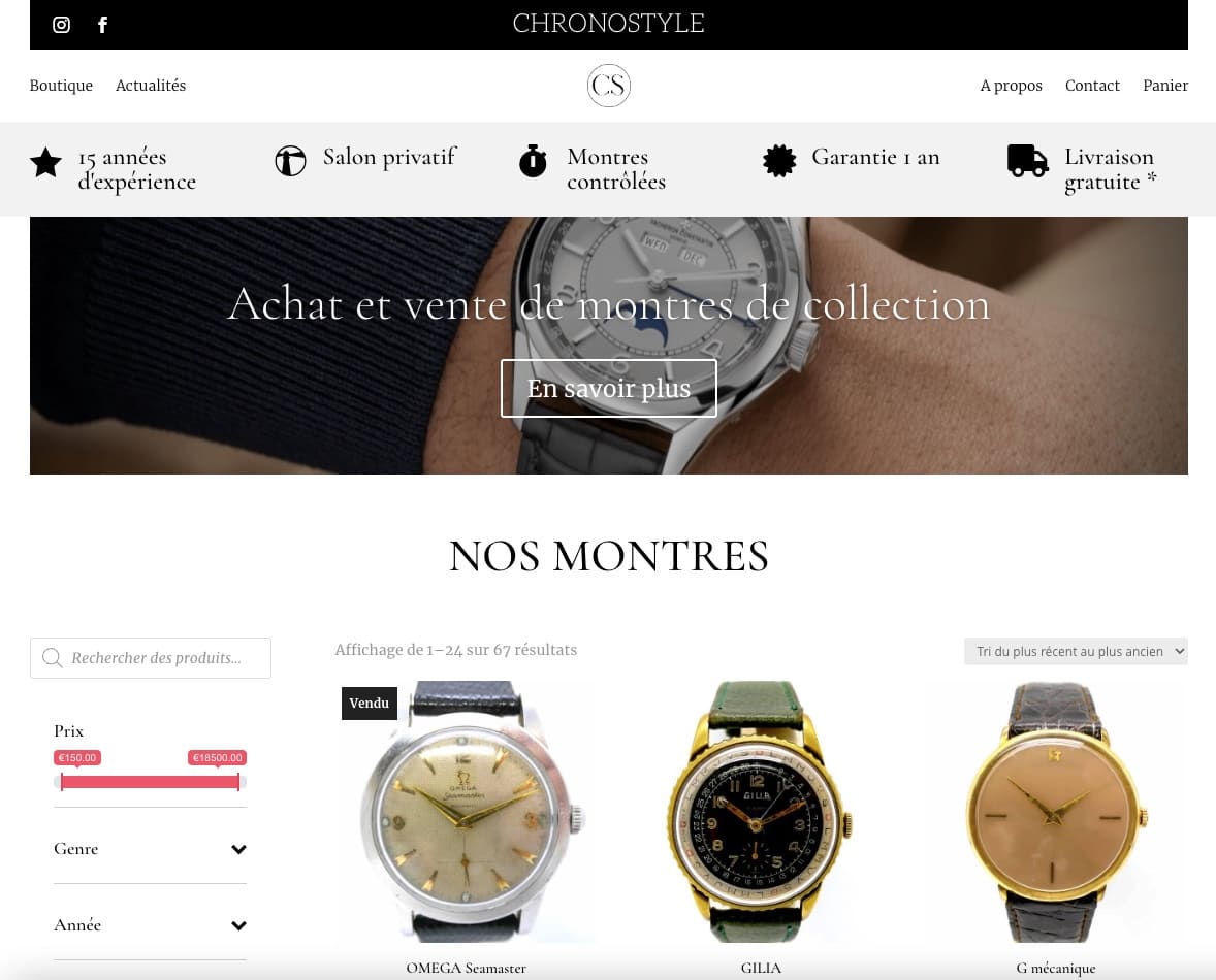 capture d'écran du site chronostyle.fr