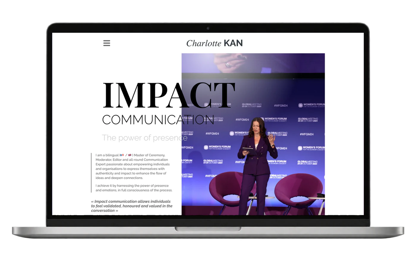 Site internet Charlottekan.me sur ordinateur portable