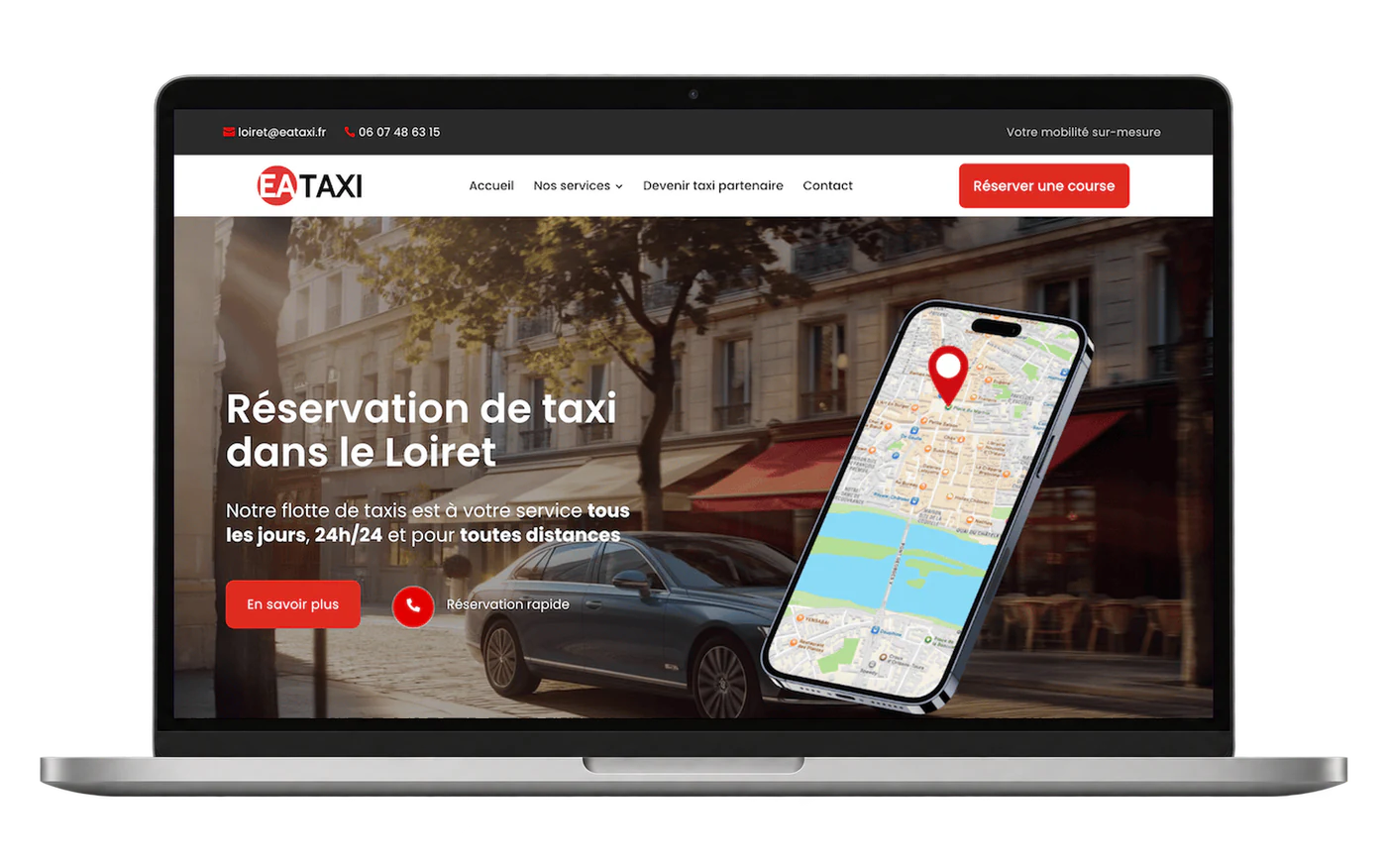 Site internet EA TAXI sur ordinateur portable