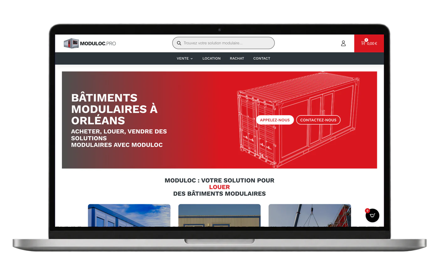Site internet Moduloc.pro sur ordinateur portable