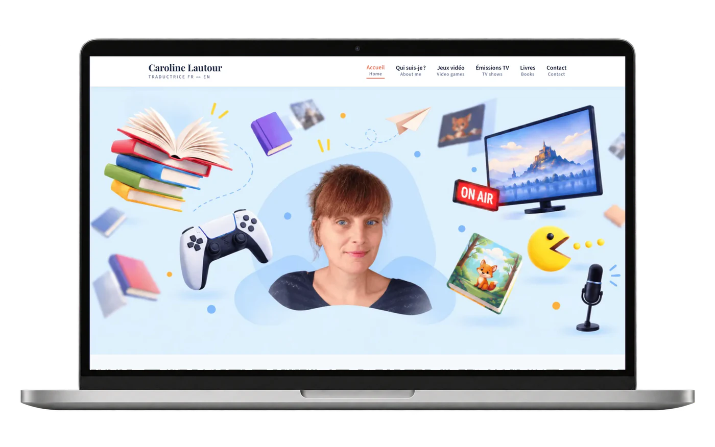 Site internet de Caroline Lautour, traductrice, sur ordinateur portable