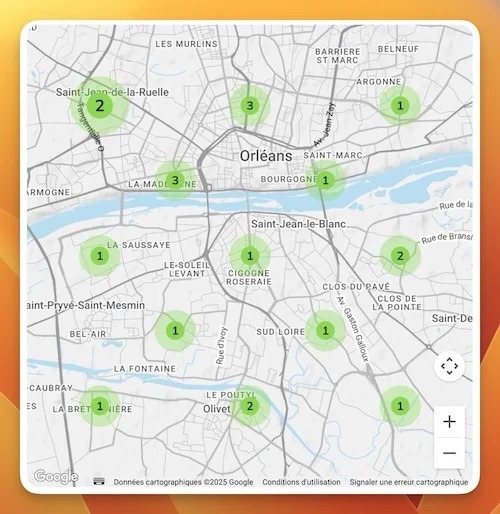 Carte des positions locales à Orléans