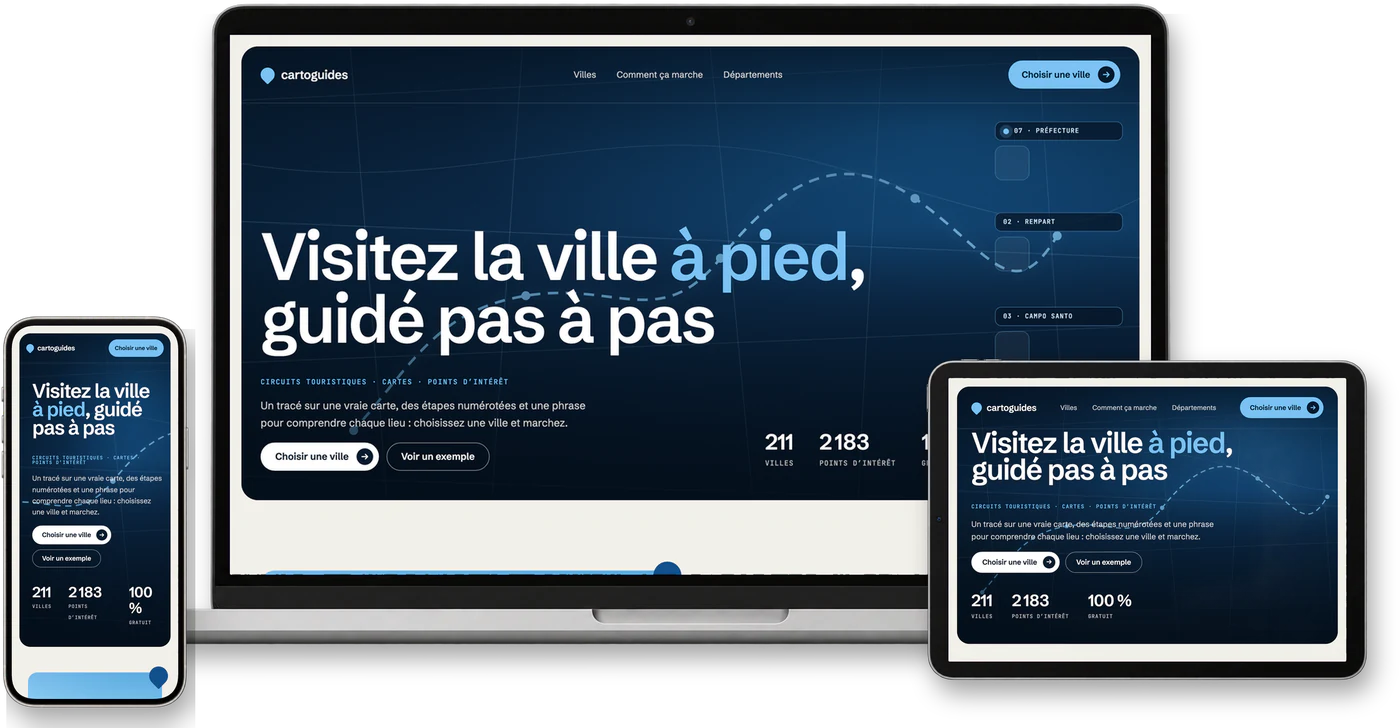 Site internet Cartoguides sur ordinateur, tablette et smartphone
