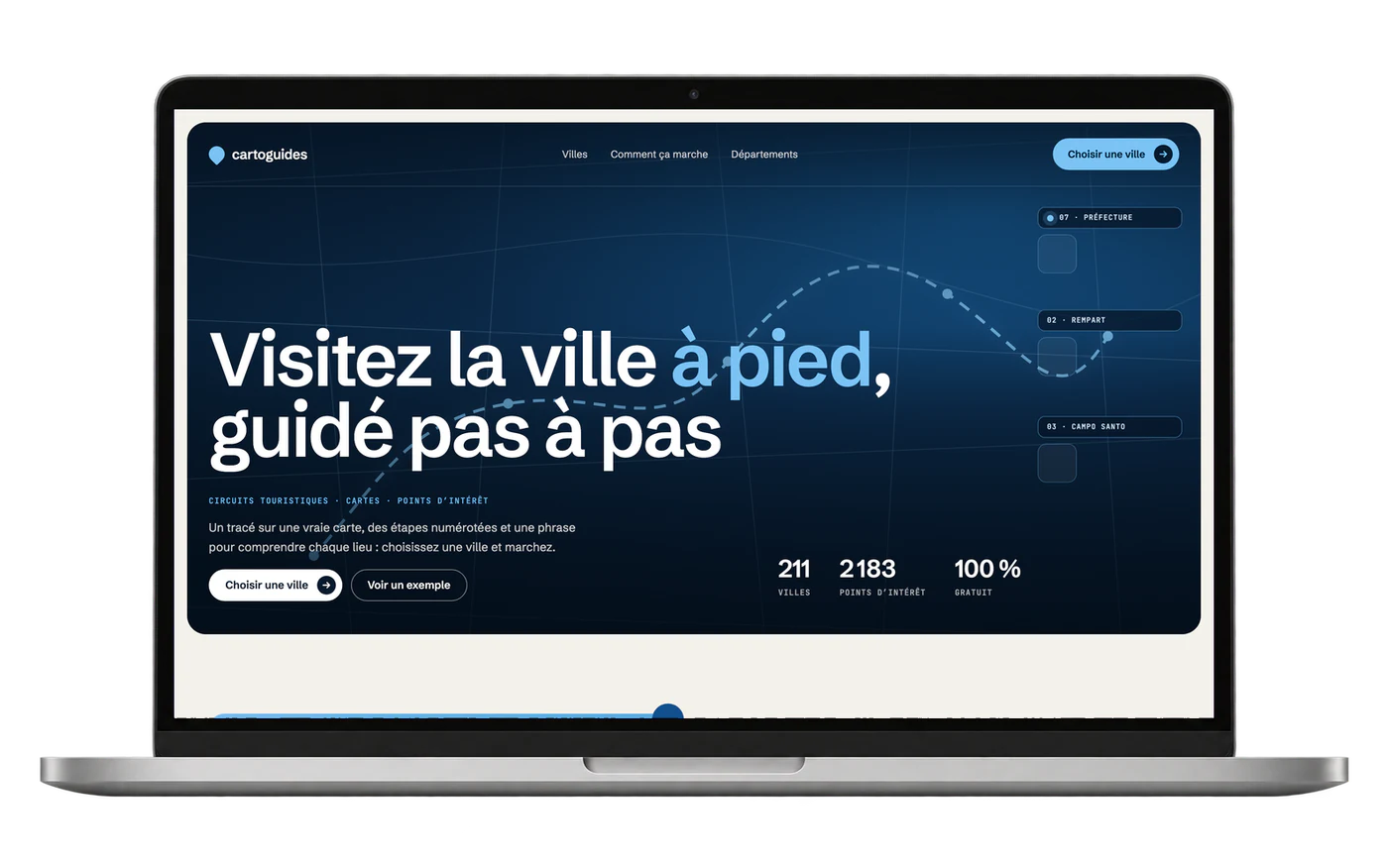 Site internet Cartoguides sur ordinateur portable