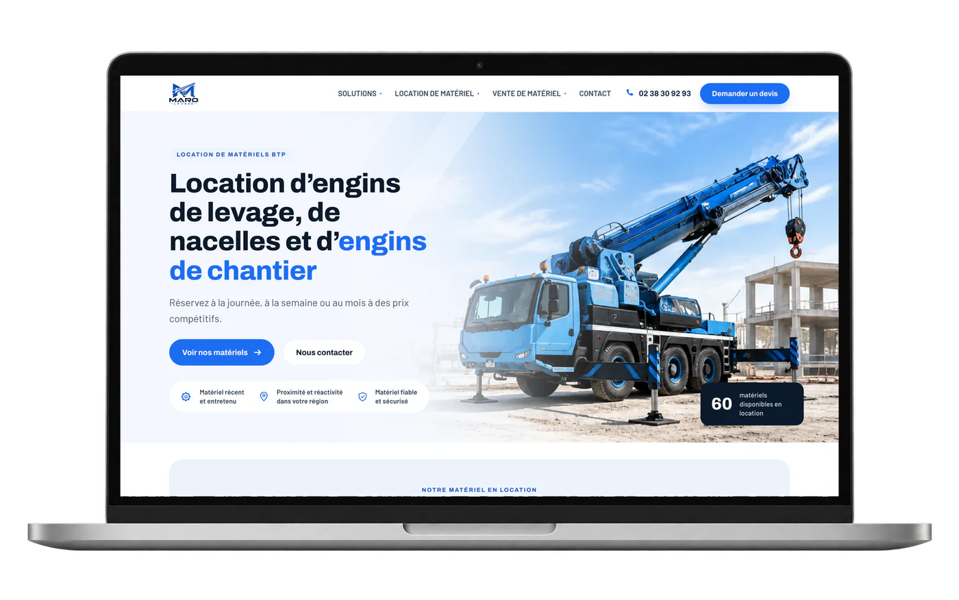 Site internet MP Location sur ordinateur portable