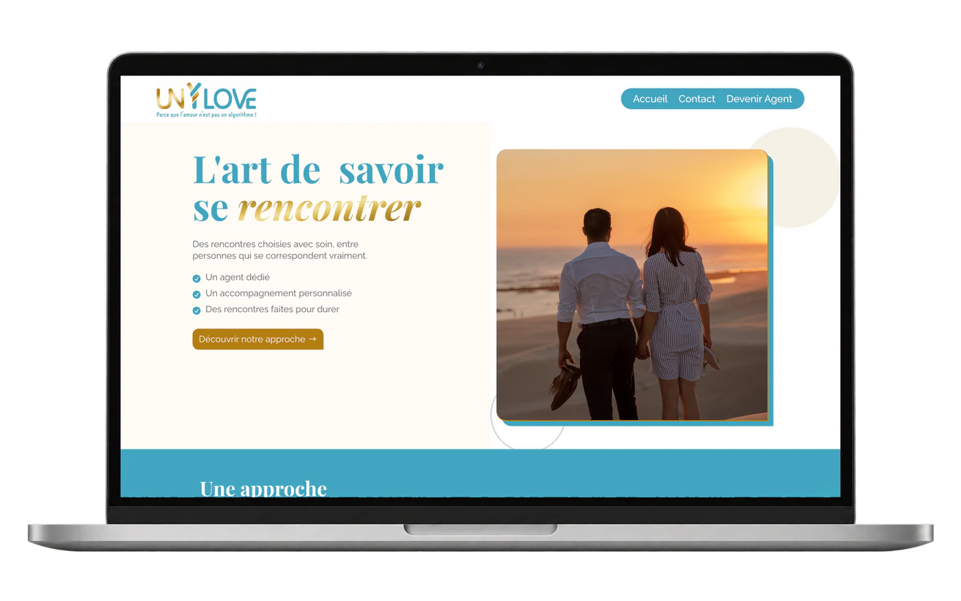 Site internet Unylove sur ordinateur portable