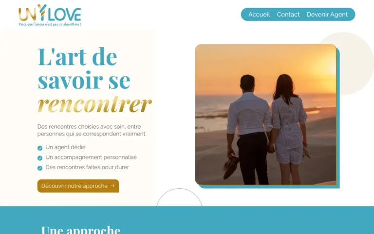 Page d’accueil d’Unylove, agence de rencontre humaine et personnalisée